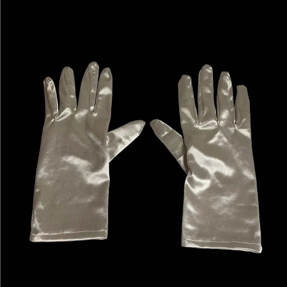 White Sleeves Satin Gloves Off white Women'S Short Satin Bridal Gloves Wrist